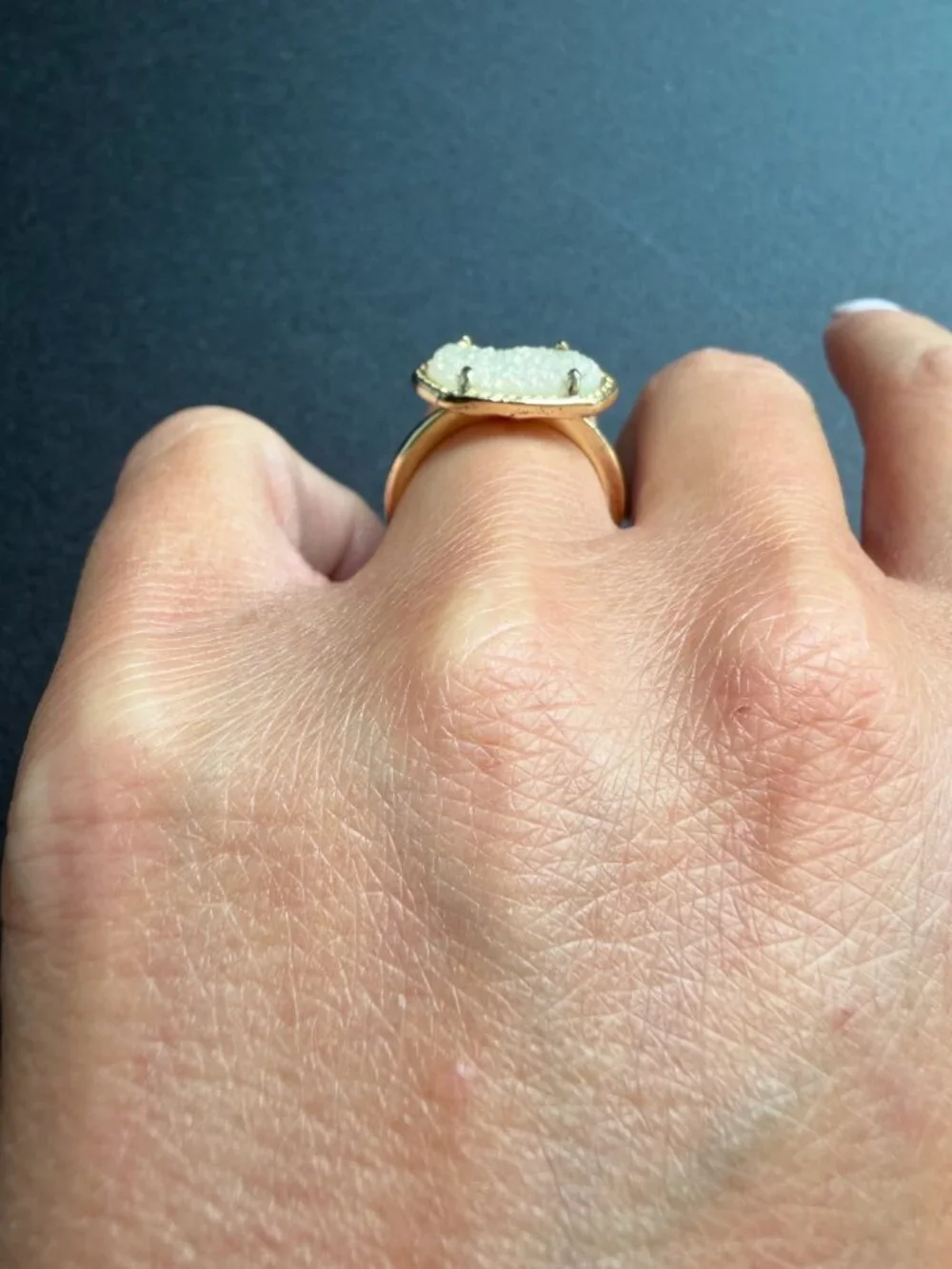 Kendra Scott Elle Gold Ring Iridescent Drusy Size 6